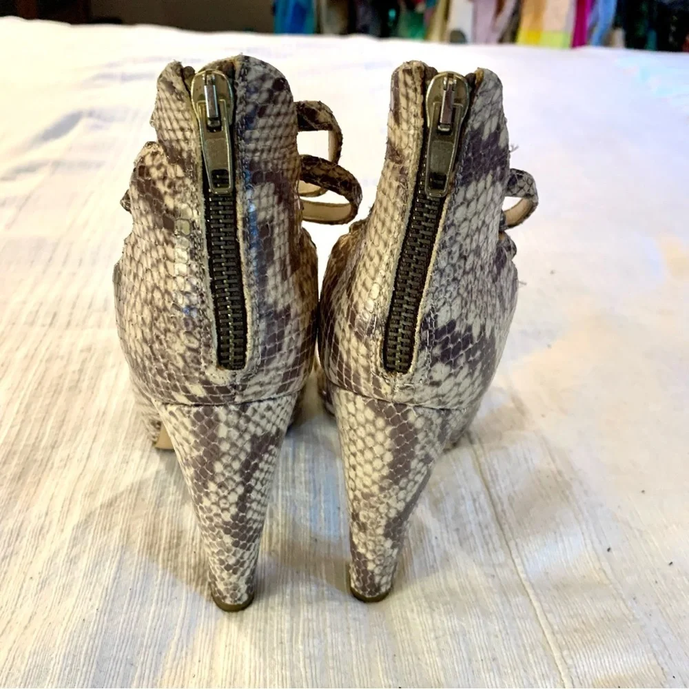 Loeffler Randall snakeskin platform heels